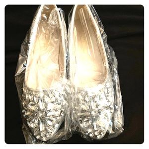 Silver Diamond Encrusted Flats